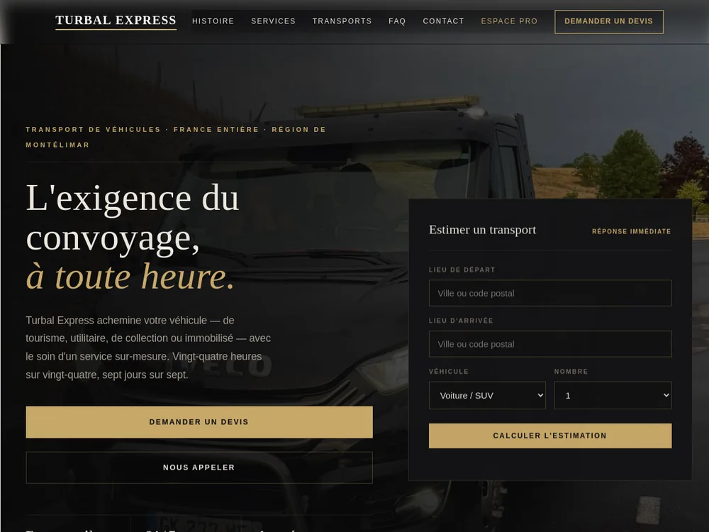 Aperçu du site Turbal Express